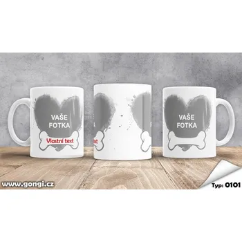 Hrnek 330 ml - 0101 - Srdce pes s kostičkou