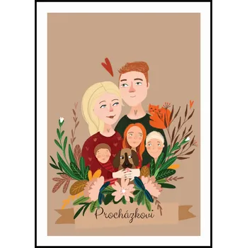 Plakát Jen tak z lásky Plakát váš zamilovaný portrét Rozměr plakátu: 30 x 40 cm, Barva pozadí: Hnědá, Dekorace: Květiny