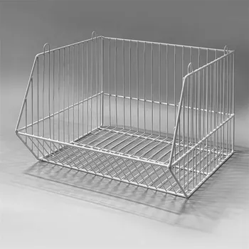 Dílenský regál Koš stohovací, střední, šíře 450 mm, povrch bílý komaxit