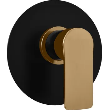 Vodovodní baterie BESTECO Páková Podomítková Baterie VLTAVA, Jednovývodová, Luxusní Černá Matná / Zlatá, Keramická Kartuše 35 mm, Rozeta Cca 15,5x15,5 cm