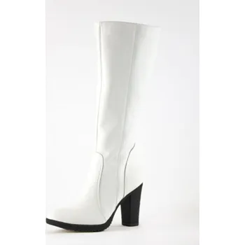 Dámské kozačky Elegantní kožené kozačky model Ema 08 v bílé barvě, VELIKOST 36