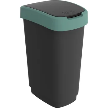 Rotho Twist 50 l koš s víkem, černý/krémově zelené víko