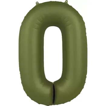 Balónek Foliová číslice - saténová olivová 0 - 86 cm