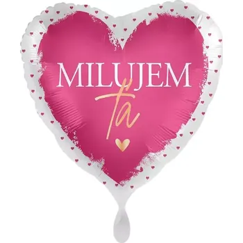 Balónek Foliový balonek Milujem ťa SK - růžová srdíčka 43cm