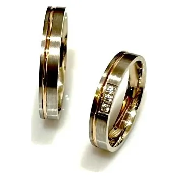 Prsten Ráj snubních prstenů | Masivní zlaté snubní prsteny - kombinace růžového a bílého zlata skladem - 4674