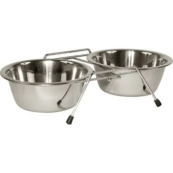 Miska pro psa Miska pro psy a kočky, dvojitá se stojanem, 2x450 ml