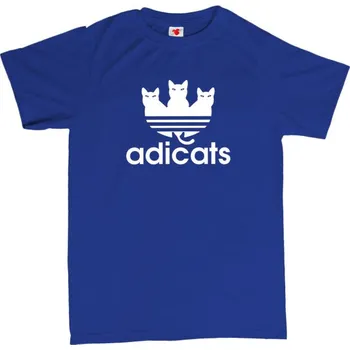 Žertovný předmět Adicats - pánské tričko s potiskem L modrá - royal Bílá - 401