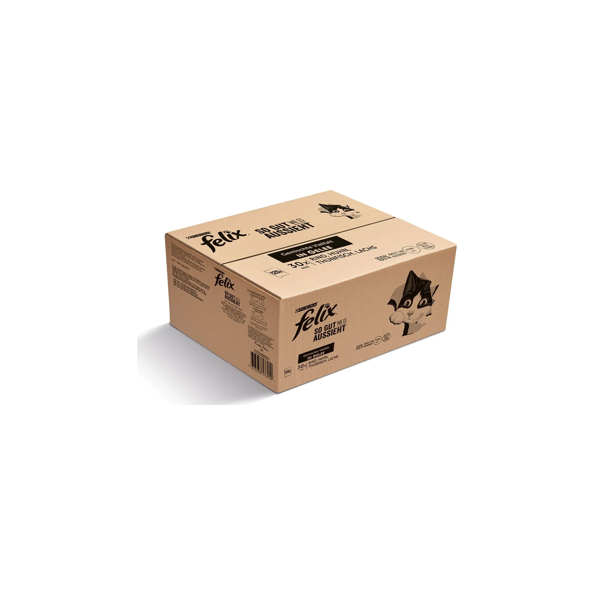 Fotografie 3 - Krmivo pro kočku Purina Felix Fantastic Adult kapsička hovězí/kuřecí/tuňák/losos 120x 85 g