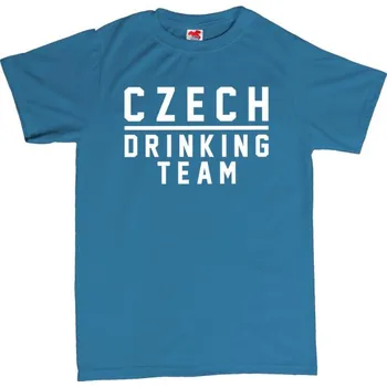 Žertovný předmět Czech Drinking Team - pánské tričko s potiskem M modrá - azure Černá - 402
