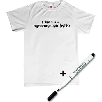 Žertovný předmět Podepiš se mi na narozeninové tričko - pánské tričko s potiskem M bílá - white Černá - 402
