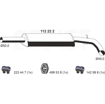 Výfukový systém Střední tlumič výfuku ERNST 112222
