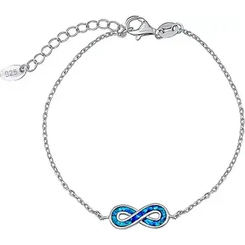 Náramek Stříbrný náramek INFINITY - Blue Lagoon s modrým syntetickým opálem LPS2602BBO