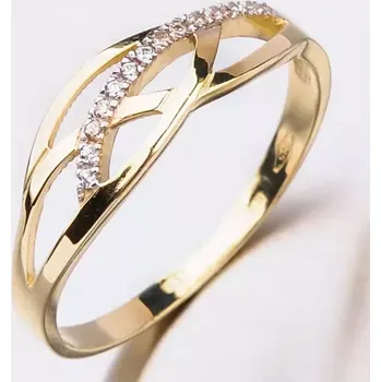 Šperk Dámský prsten žluté zlato 585 zirkon 41-NF40 velikost 60