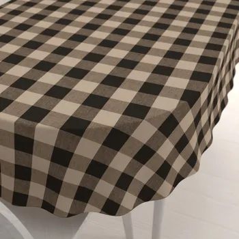 ubrus Bavlněný oválný ubrus Olivia OL-017 Hnědo-béžová kostka velká 100x140 cm