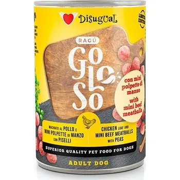 Krmivo pro psa Disugual Dog Gurmánské kuřecí Ragú s mini hovězí karbanátky s hráškem 400g