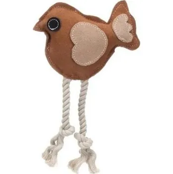 Hračka pro psa Flamingo Pták z kůže s lany 26cm