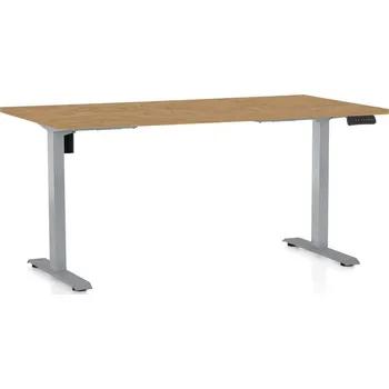 Psací stůl Výškově nastavitelný stůl OfficeTech B, 160 x 80 cm, šedá podnož, dub kamenný