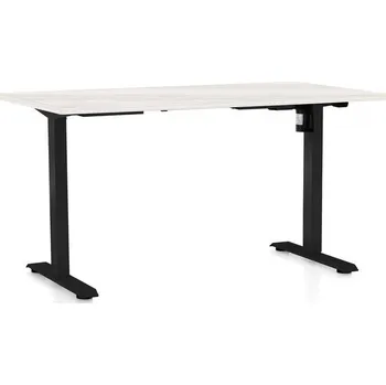 Psací stůl Výškově nastavitelný stůl OfficeTech A, 140 x 80 cm, černá podnož, bílý jasan