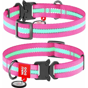 Obojek pro psa WAUDOG obojek nylonový Glow růžový Fastex QR (25-35cm/1,5cm)