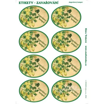 Samolepící etiketa Samolepky na zavařeniny - Angreštový kompot 2