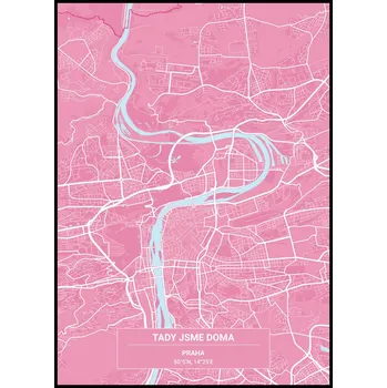 Plakát Jen tak z lásky Plakát Mapa vašeho místa Rozměr plakátu: 40 x 50 cm, Barevná varianta: Růžová