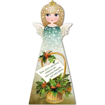 Vánoce Dřevěný anděl, Vánoční přání Velikost: větší 16 x 35,5 cm