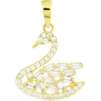 Přívěsek GEMMAX Zlatý přívěsek Labuť se zirkony – zlatý šperk ryzosti 585/1000 v Dárkovém balení s Certifikátem GLPYB-03222