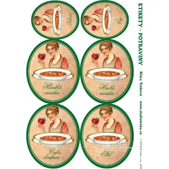 Samolepící etiketa Samolepicí etikety na dózy s potravinami, rajčátko, 2 archy