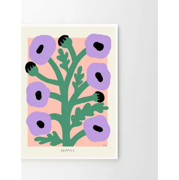 Plakát The Poster Club Plakát Purple Poppies by Madelen Möllard Purple Poppies / A5 (mini)