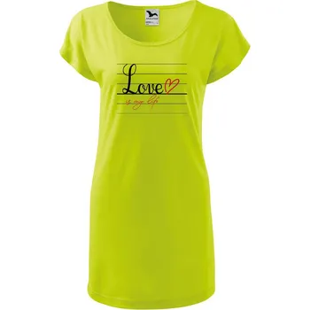 Dámské tričko DOBRÝ TRIKO Dámské tričko/šaty s potiskem Love is my life Velikost: XS, Barva: Limetková