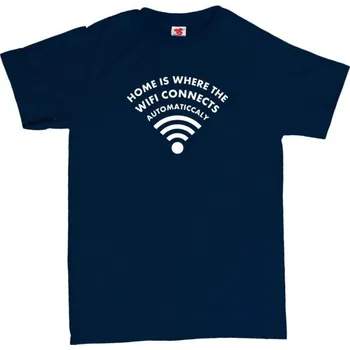 Žertovný předmět Wifi Home - pánské tričko s potiskem XXL modrá - navy Bílá - 401