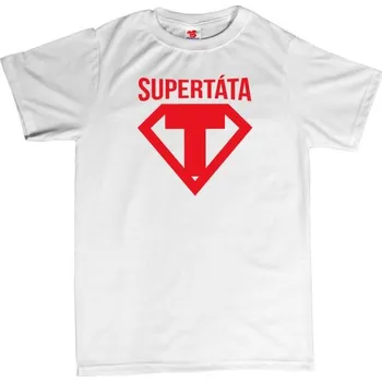 Žertovný předmět Super táta - pánské tričko s potiskem S bílá - white Červená - 408