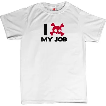 Žertovný předmět I love my job - pánské tričko s potiskem 3XL černá - black Žlutá - 418