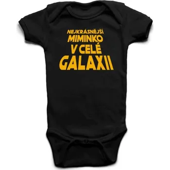 Kojenecký body Nejkrásnější miminko v celé galaxii - dětské body s potiskem 12 měsíců Černá Krátký rukáv Žlutá - 418