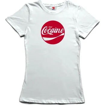 Žertovný předmět Cocaine - dámské tričko s potiskem XXL bílá - white