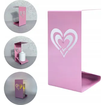 Svíčka RŮŽOVÁ KOVOVÁ ODOLNÁ HŘBITOVNÍ SVÍČKA SE SRDCEM PRO DĚTI, MAMINKU, DCERU, BABIČKU, VÝŠKA 20 CM