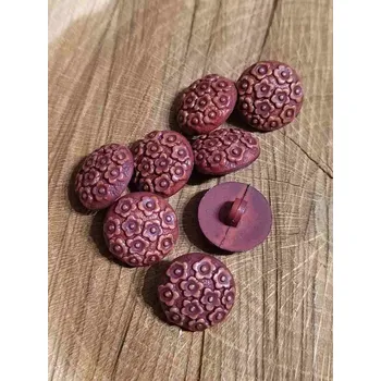 Knoflík Knoflík hnědý větší s kytičkama