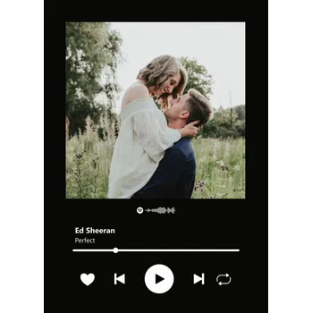 Plakát Jen tak z lásky Plakát Vaše písnička s fotkou Rozměr plakátu: 50 x 70 cm, Barevná varianta: Černá, Kód k přehrání hudby: Spotify Premium kód