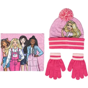 Kšiltovka Cerda zimní set (čepice, nákrčník, rukavice) BARBIE