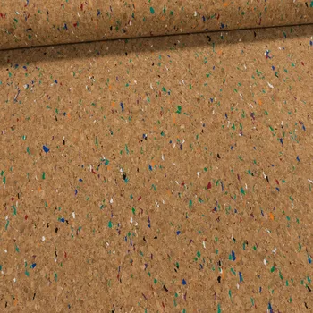 Potahová látka, korková látka CORTEX COLOR s textilním podkladem, béžová s barevnými prvky, š.140cm, 215g/m2 (látka v metráži)