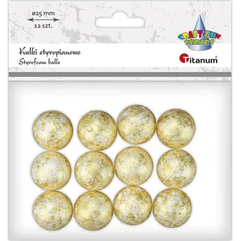 Vánoční dekorace Titanum Polystyren, koule, ZLATÉ, 2,5cm, 12ks / bal.
