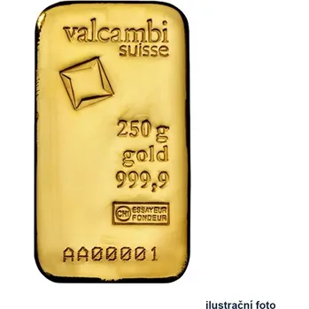 Argor Heraeus Zlatý slitek 250 g - Valcambi - litá