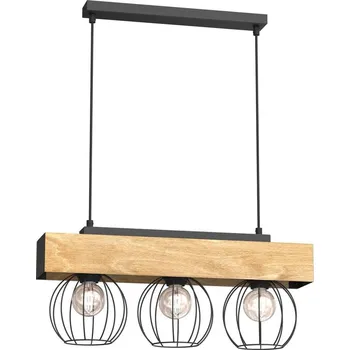 Lustr na lanku MENTON 3xE27/15W/230V černá/hnědá/dub