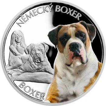 Stříbrná mince Psí plemena - Německý boxer proof