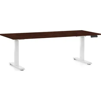 Psací stůl Výškově nastavitelný stůl OfficeTech D, 180 x 80 cm, bílá podnož, wenge