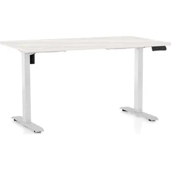 Psací stůl Výškově nastavitelný stůl OfficeTech B, 120 x 80 cm, bílá podnož, bílý jasan