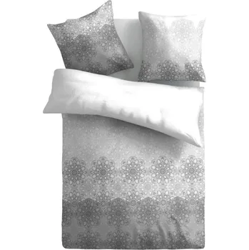 Povlečení Povlečení Essencia 140x200 cm, šedo-bílé ornamenty, bavlněný satén