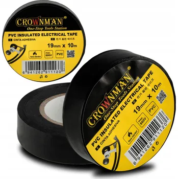 Izolační páska CROWNMAN Černá izolační páska 19mmx10m 600V - pevná, voděodolná