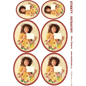 Speciální papír Samolepicí etikety bez nápisů, čajová růže, 1 arch