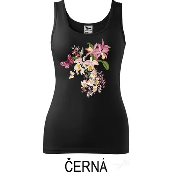 Dámské tričko Tílko dámské, Rozkvetlé orchideje Barva: Černá, Velikost: L